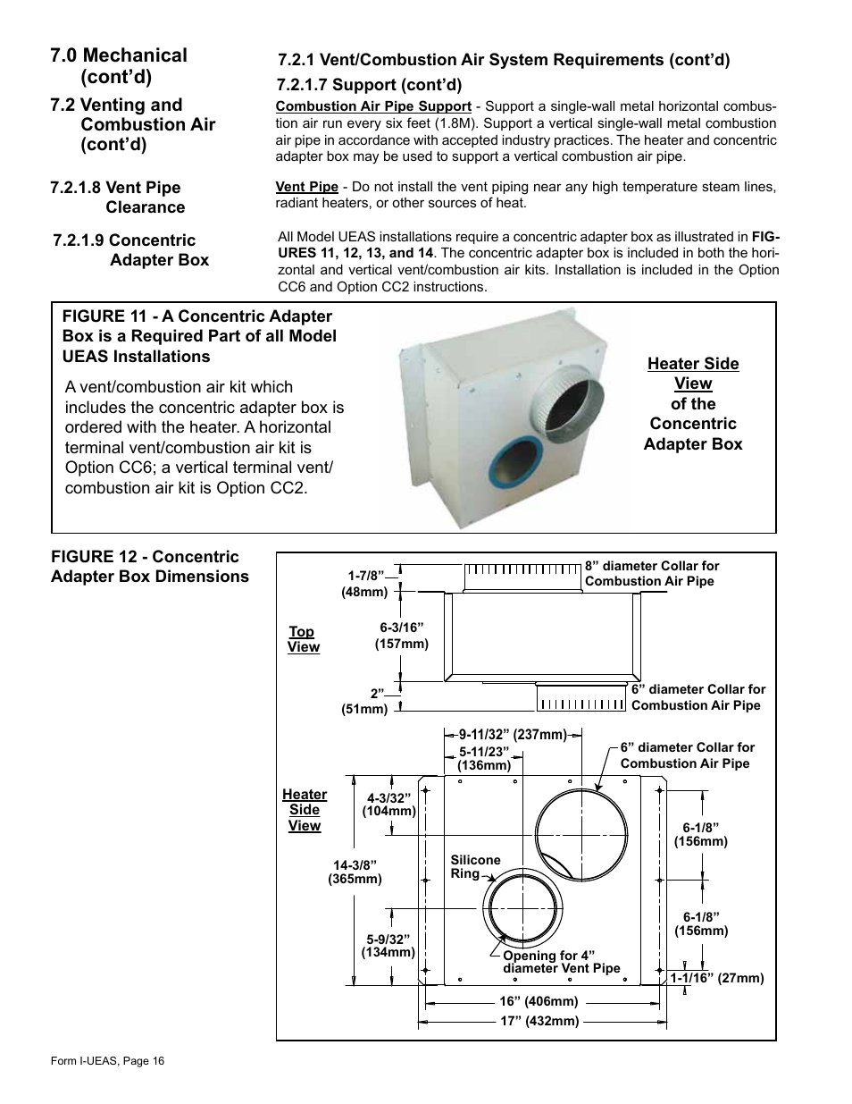 0 mechanical (cont’d), 2 venting and combustion air (cont’d) | Reznor UEAS Unit Installation Manual User Manual | Page 16 / 44
