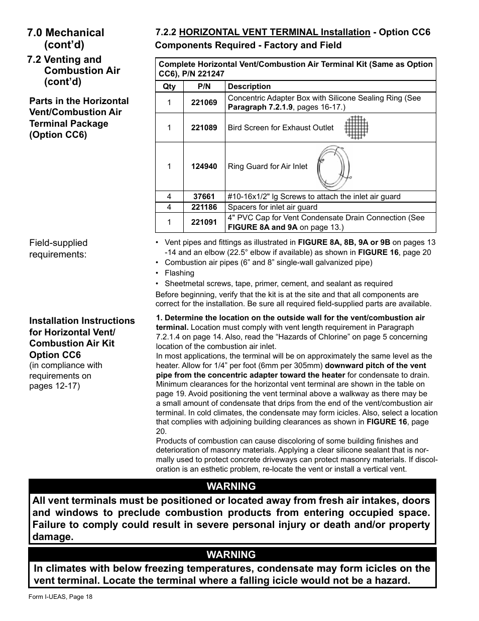 0 mechanical (cont’d) | Reznor UEAS Unit Installation Manual User Manual | Page 18 / 44
