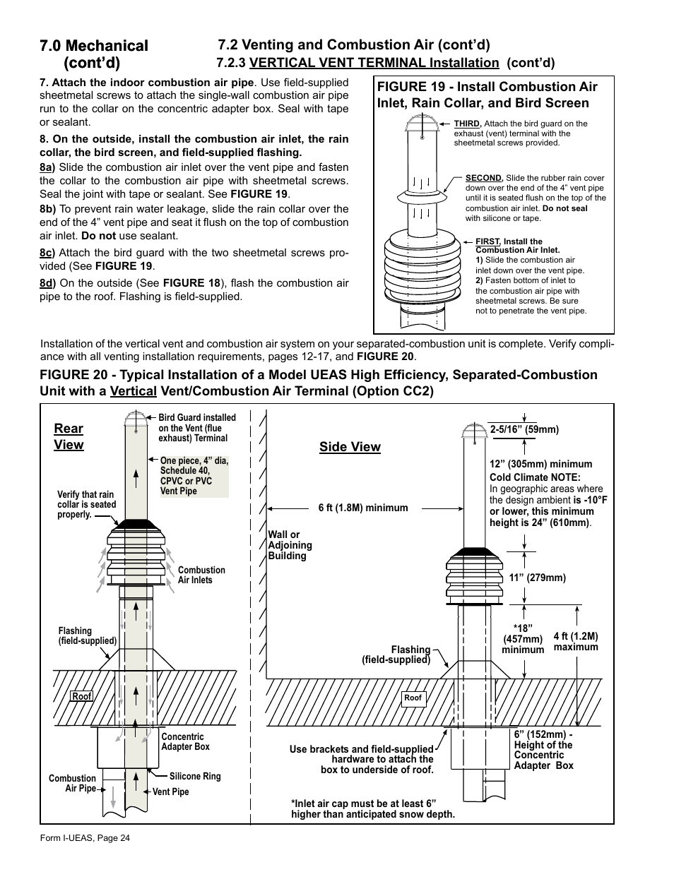 0 mechanical (cont’d) 7.0 mechanical (cont’d), 2 venting and combustion air (cont’d) | Reznor UEAS Unit Installation Manual User Manual | Page 24 / 44