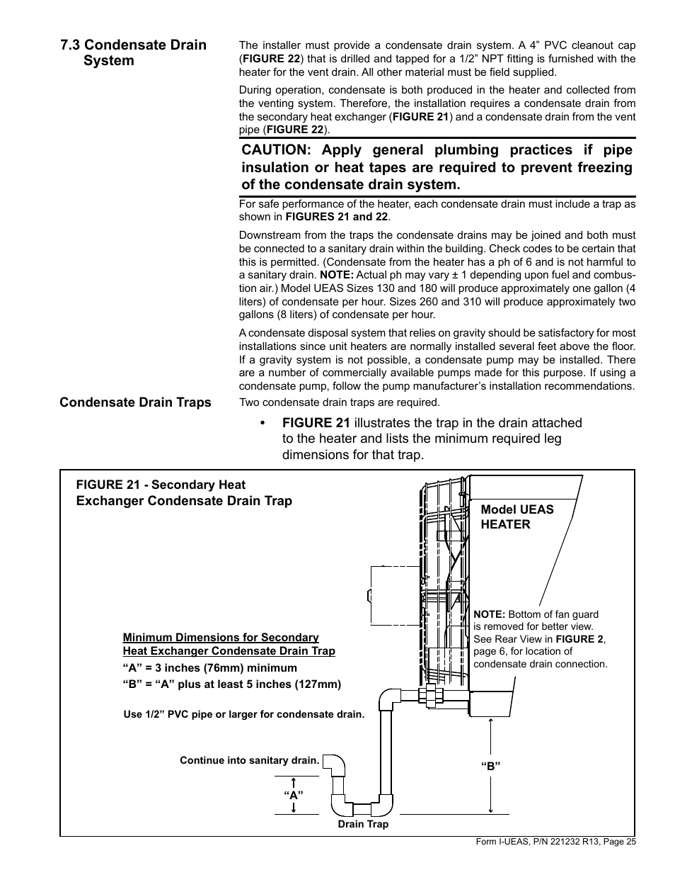 3 condensate drain system | Reznor UEAS Unit Installation Manual User Manual | Page 25 / 44