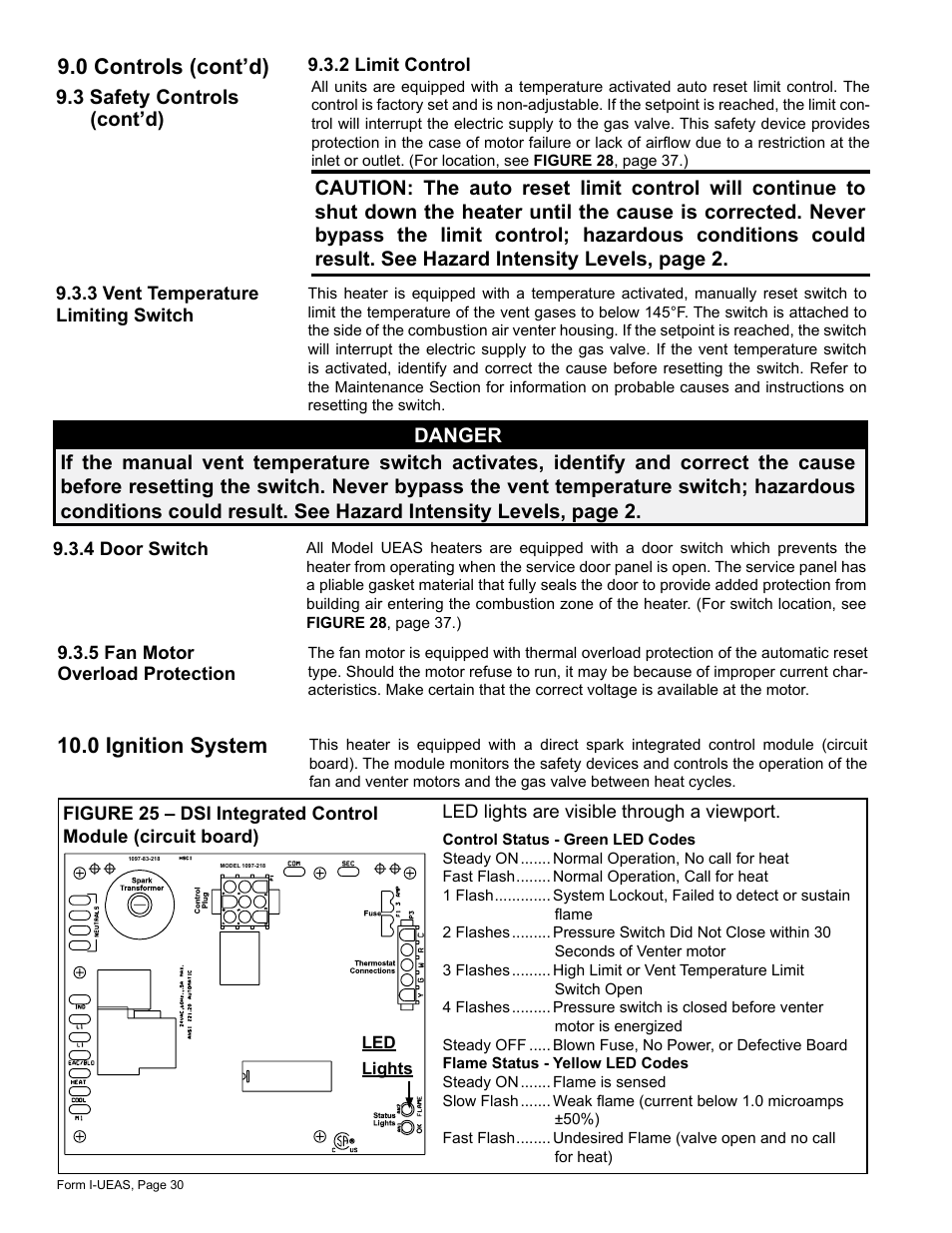 0 ignition system -33, 0 ignition system, 0 controls (cont’d) | 3 safety controls (cont’d) | Reznor UEAS Unit Installation Manual User Manual | Page 30 / 44