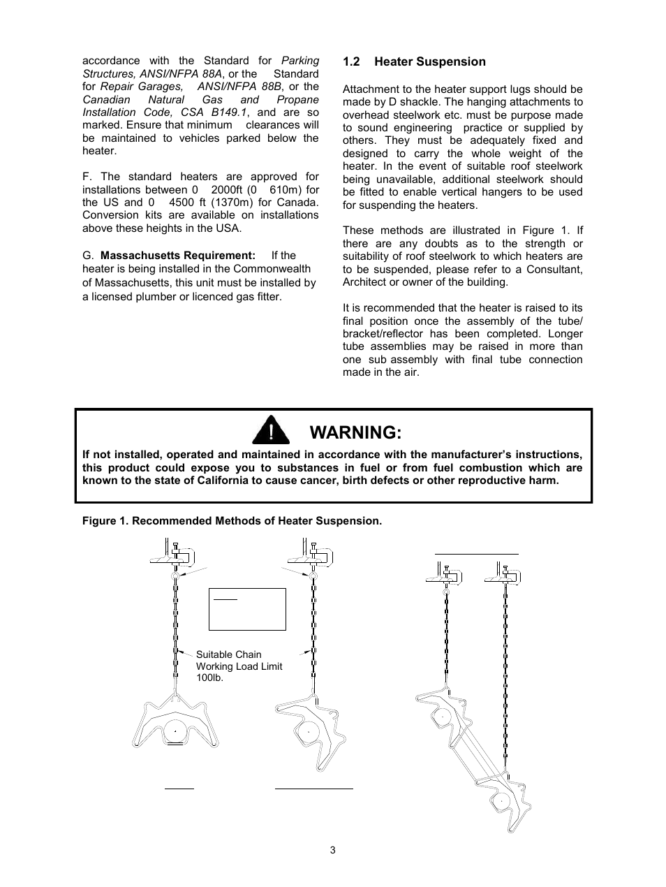 Warning | Reznor VPS Unit Installation Manual User Manual | Page 3 / 44