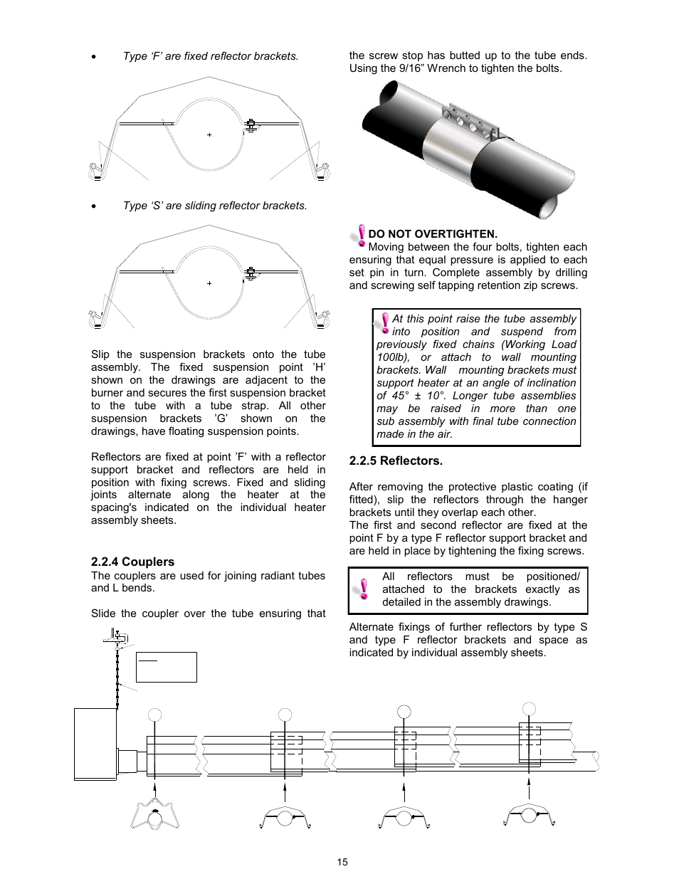 5 reflectors, 4 couplers | Reznor VPT Unit Installation Manual User Manual | Page 15 / 40