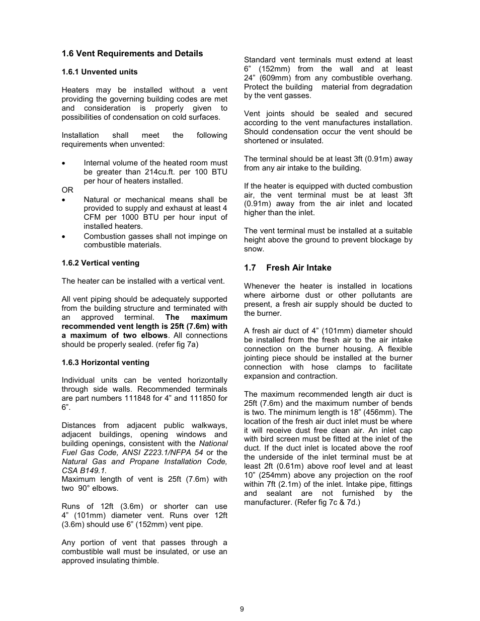 Reznor VPT Unit Installation Manual User Manual | Page 9 / 40