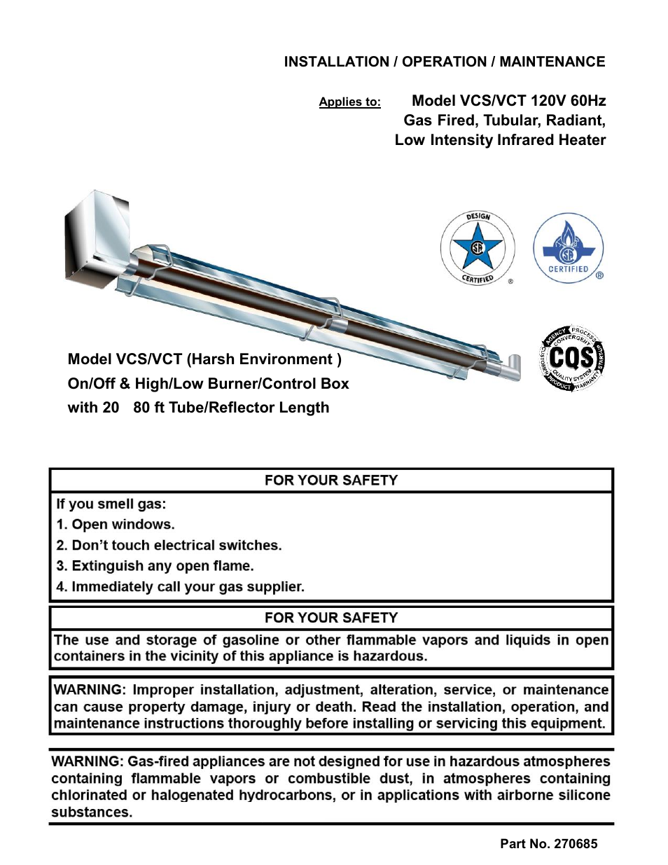 Reznor VCT Unit Installation Manual User Manual | 48 pages