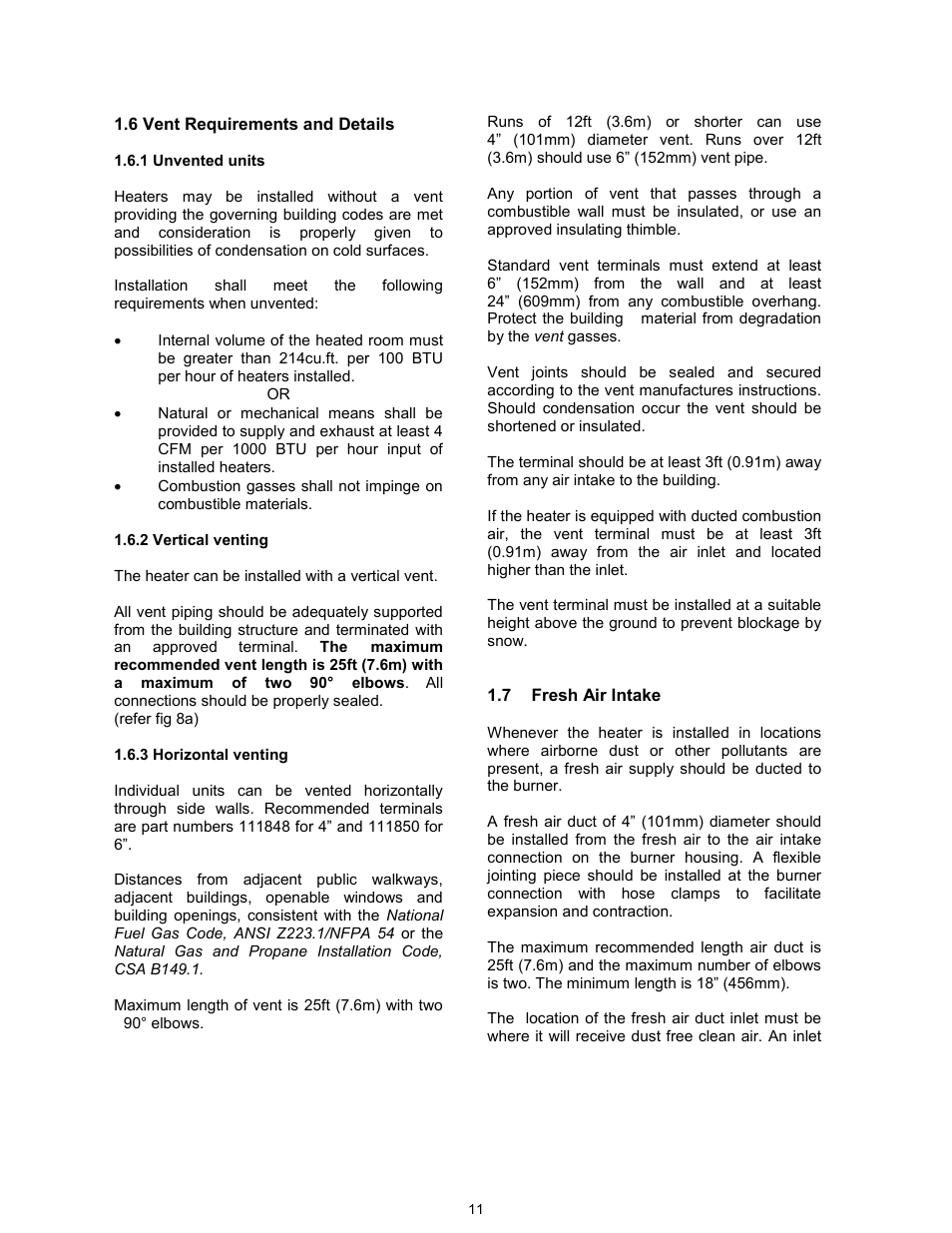 Reznor VCT Unit Installation Manual User Manual | Page 11 / 48