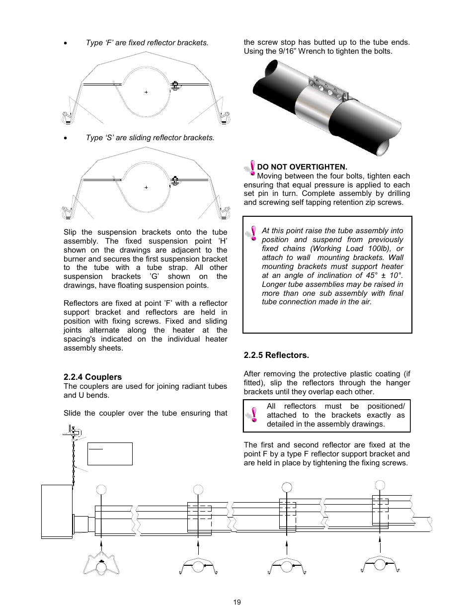 5 reflectors, 4 couplers | Reznor VCT Unit Installation Manual User Manual | Page 19 / 48