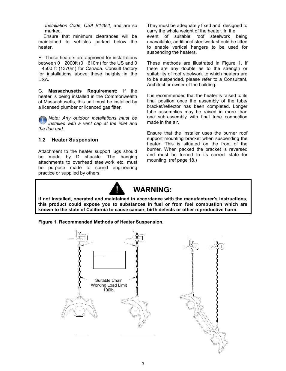 Warning | Reznor VCT Unit Installation Manual User Manual | Page 3 / 48