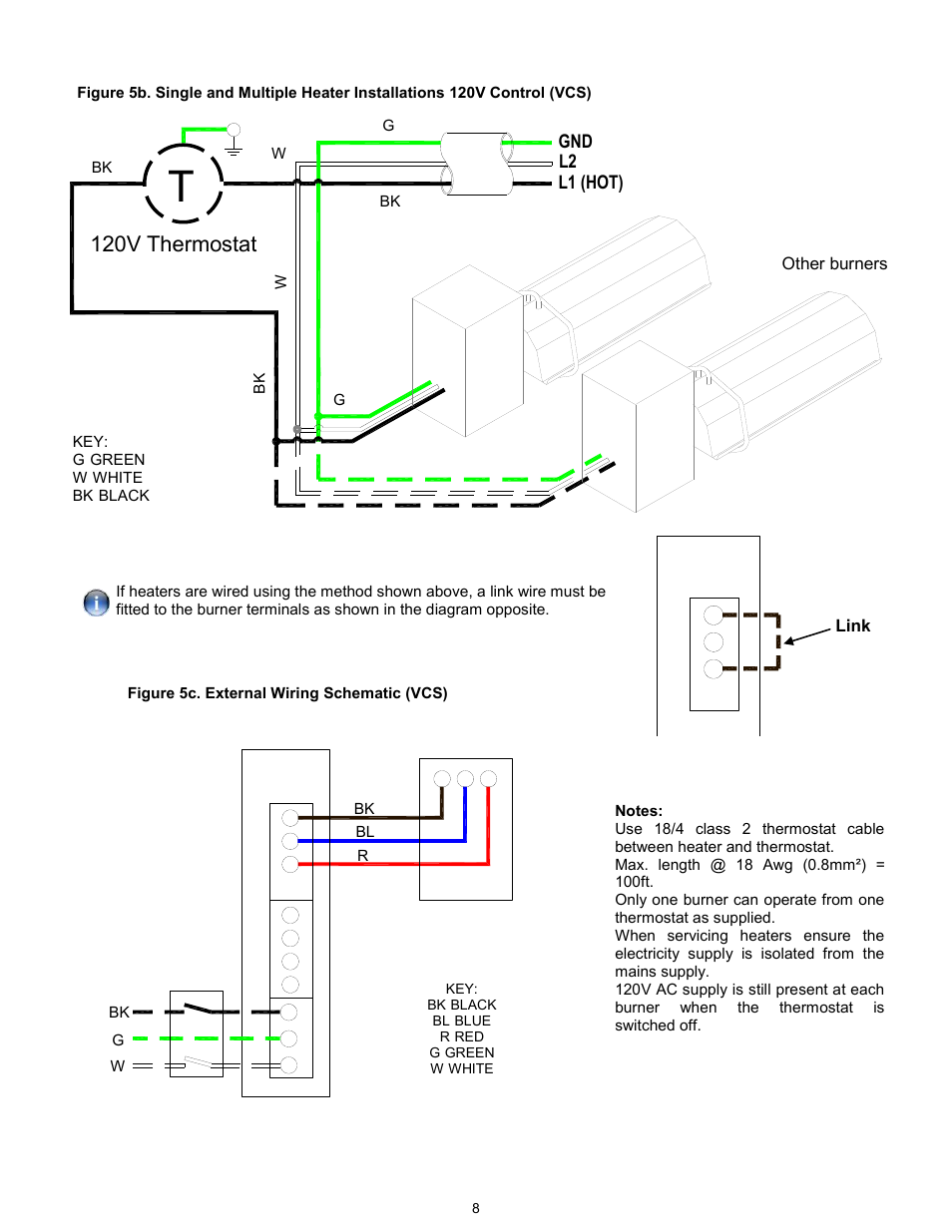 110v thermostat other burners burner 1, 120v thermostat | Reznor VCT Unit Installation Manual User Manual | Page 8 / 48