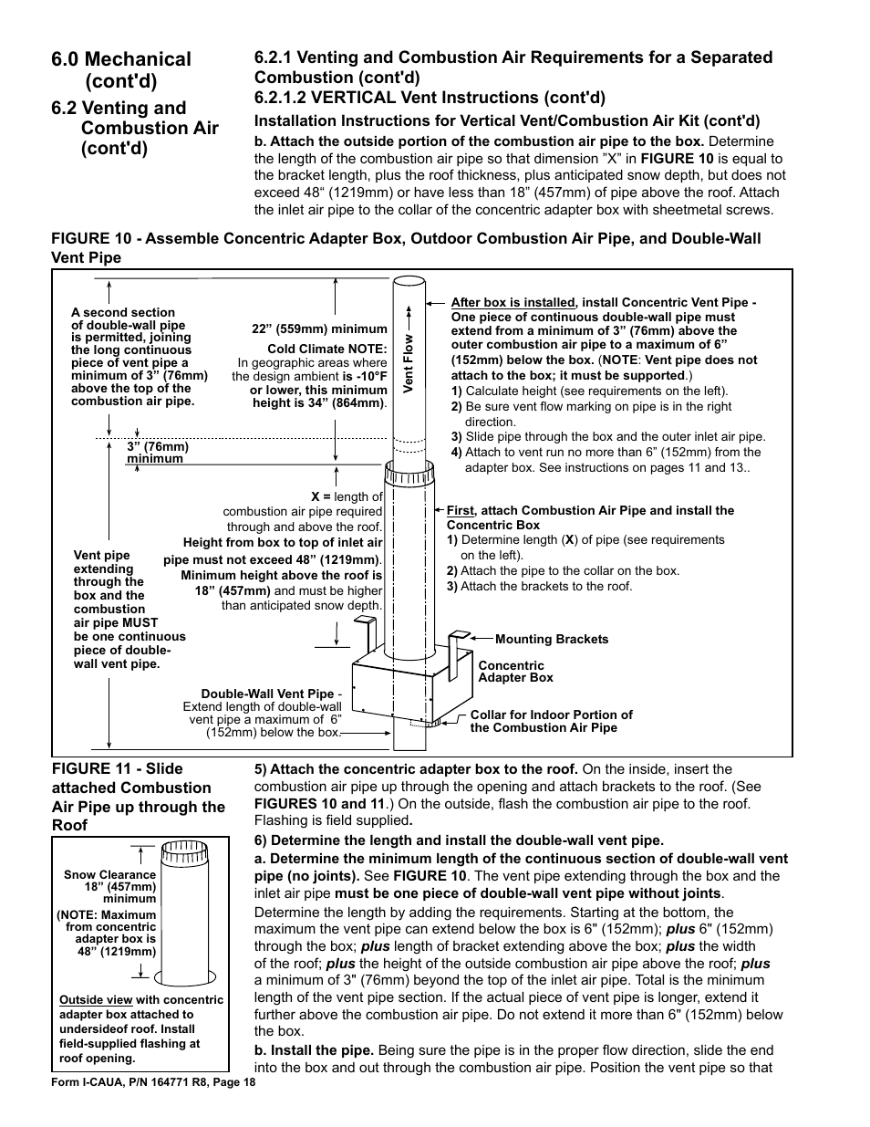 0 mechanical (cont'd), 2 venting and combustion air (cont'd) | Reznor CAUA Unit Installation Manual User Manual | Page 18 / 44