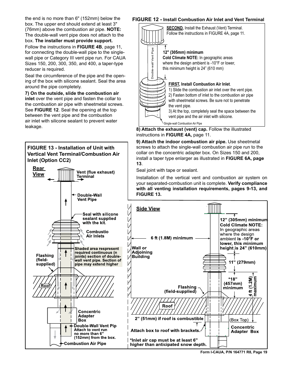 Reznor CAUA Unit Installation Manual User Manual | Page 19 / 44