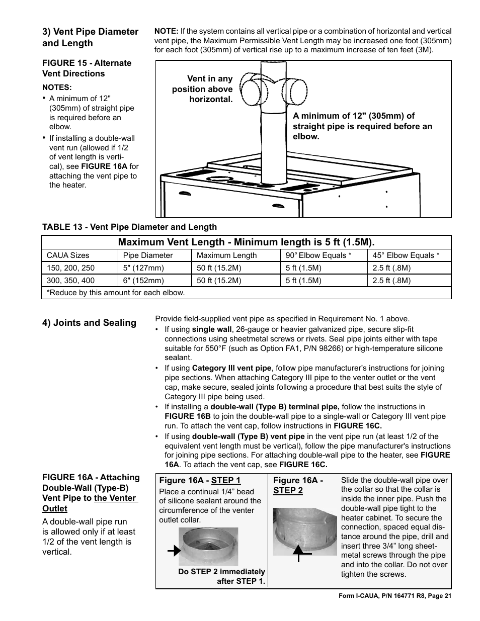 Reznor CAUA Unit Installation Manual User Manual | Page 21 / 44