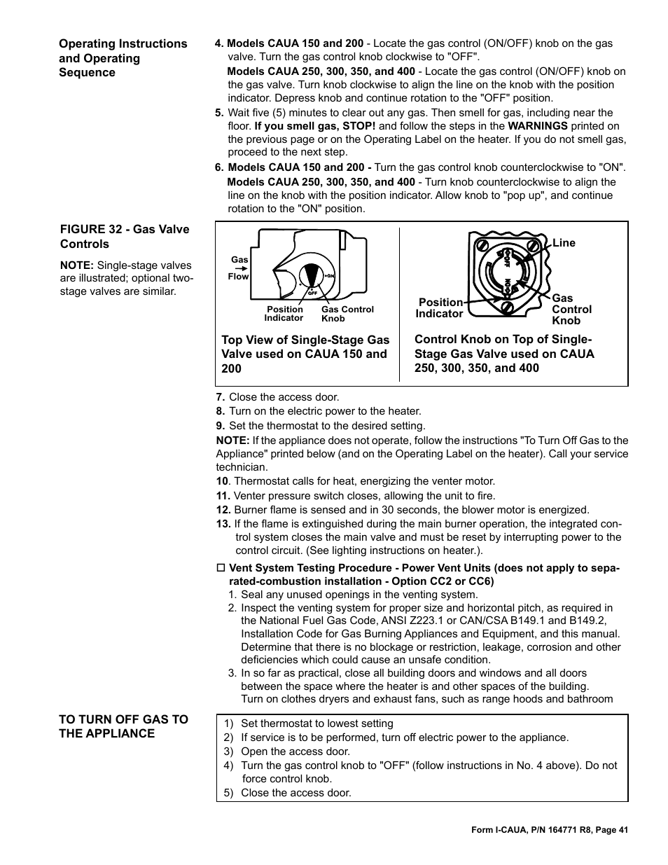 Reznor CAUA Unit Installation Manual User Manual | Page 41 / 44