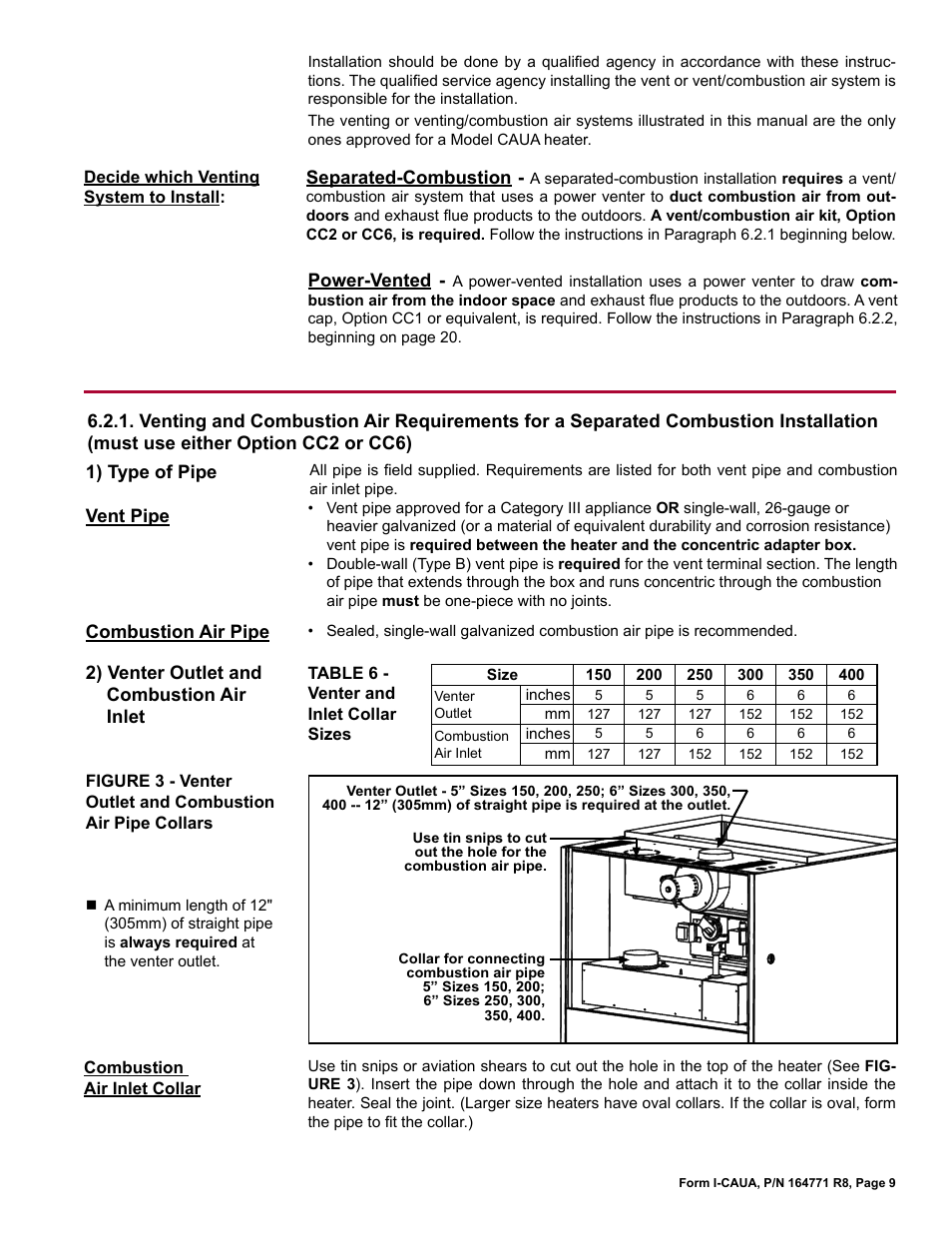 Reznor CAUA Unit Installation Manual User Manual | Page 9 / 44