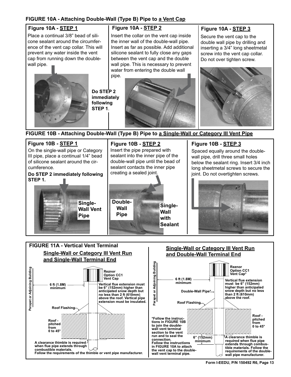 Figure 10a - step 2, Figure 10a - step 3, Figure 10b - step 1 | Figure 10b - step 2, Figure 10b - step 3 | Reznor EEDU Unit Installation Manual User Manual | Page 13 / 32