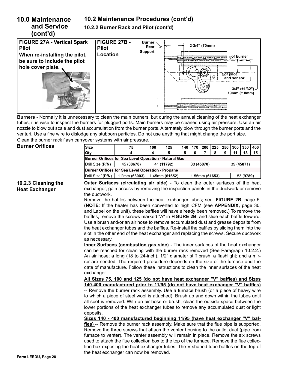 0 maintenance and service (cont'd), 2 maintenance procedures (cont'd) | Reznor EEDU Unit Installation Manual User Manual | Page 28 / 32