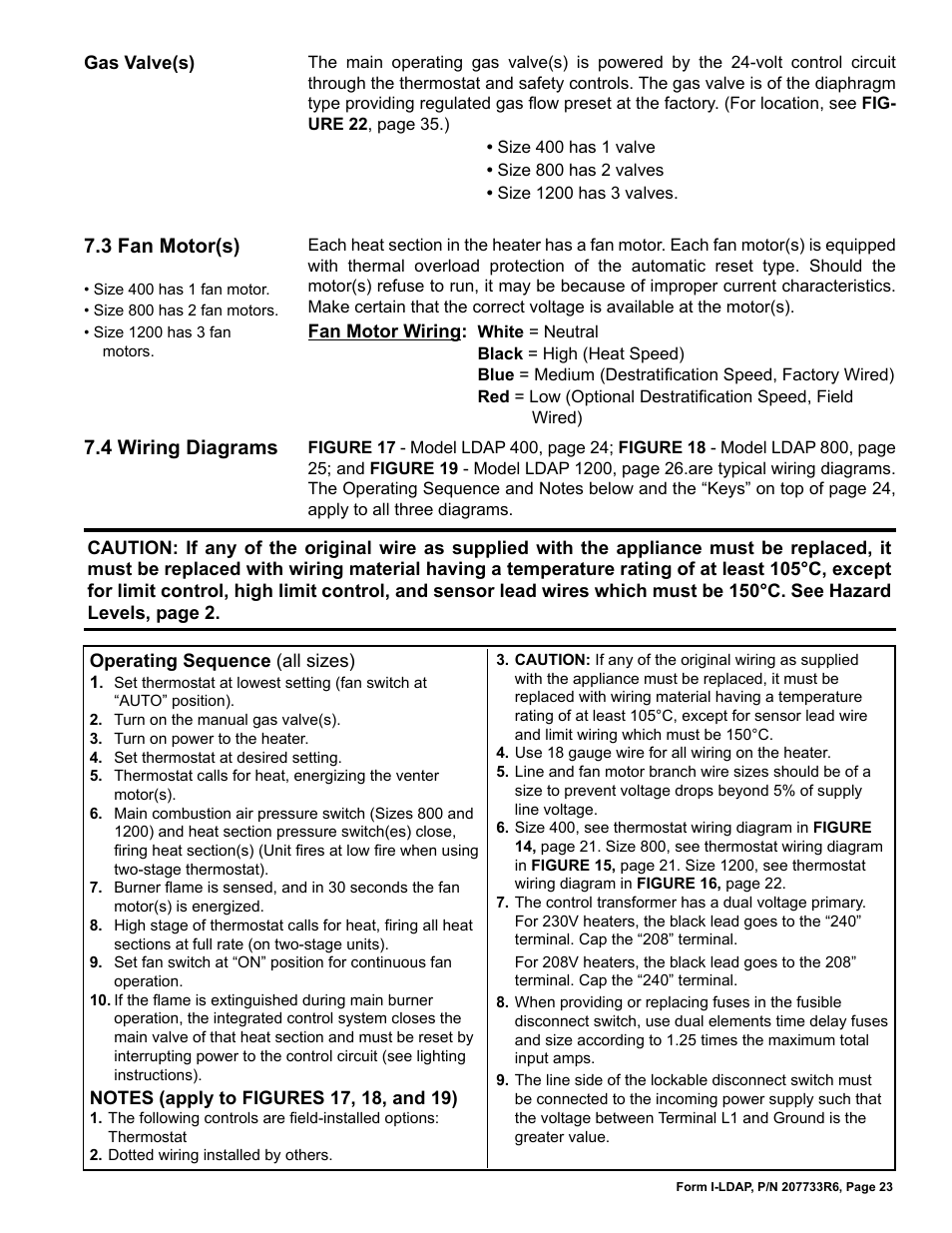 4 wiring diagrams, 3 fan motor(s) | Reznor LDAP Unit Installation Manual User Manual | Page 23 / 44