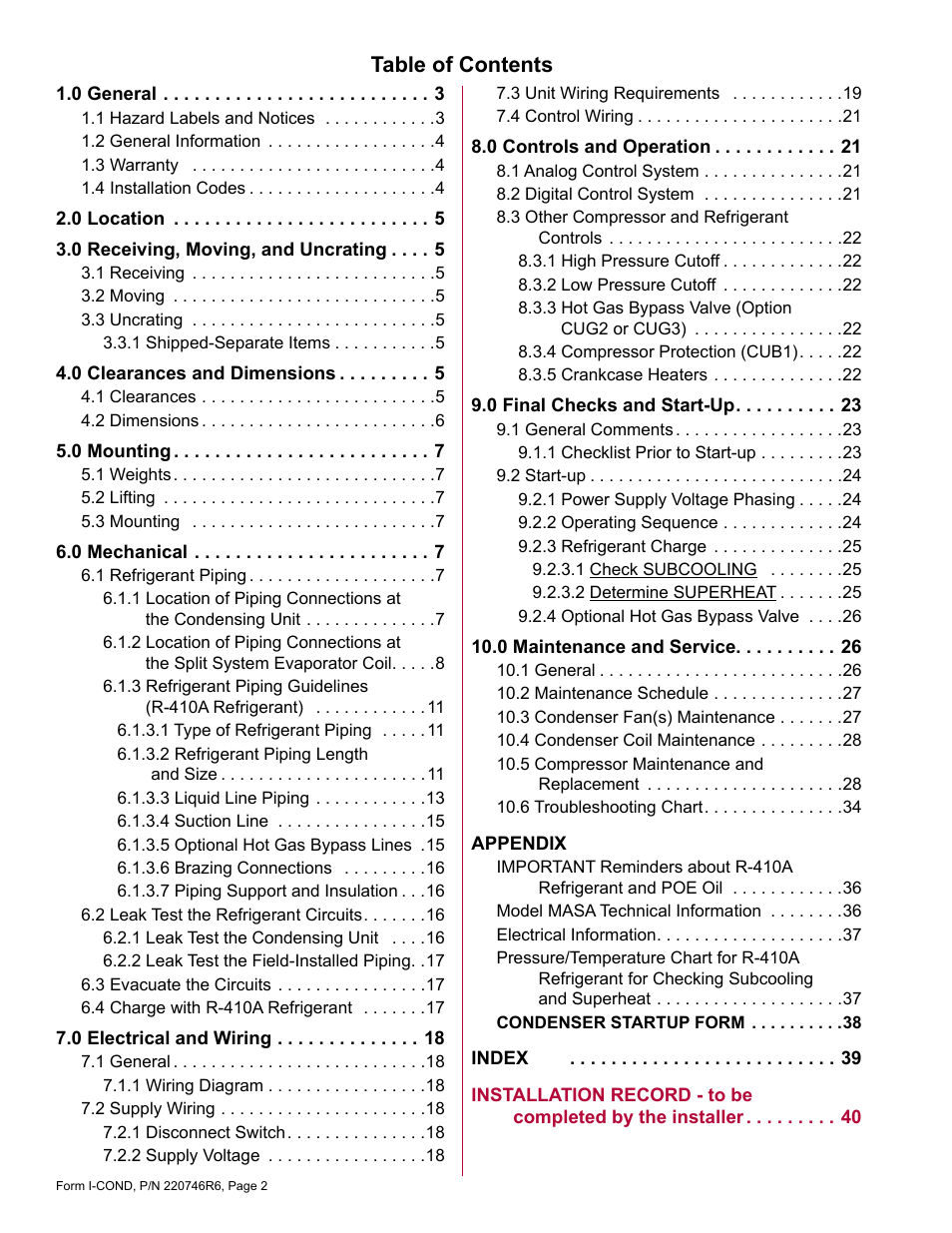 Reznor MASA Unit Installation Manual User Manual | Page 2 / 40
