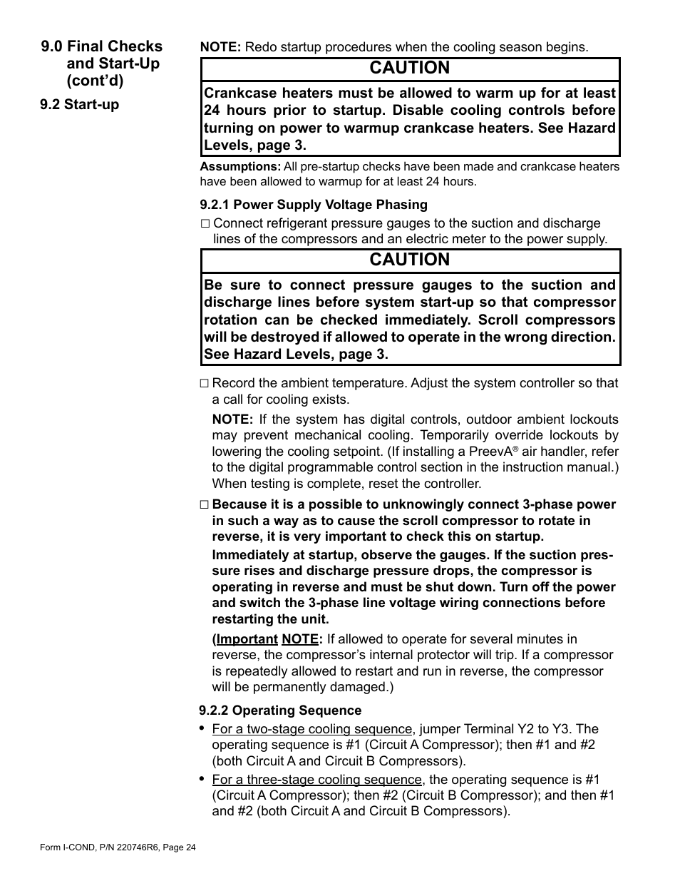 2 start-up, Caution | Reznor MASA Unit Installation Manual User Manual | Page 24 / 40
