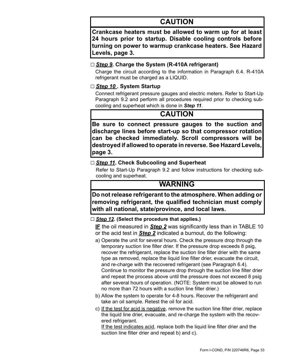 Caution, Warning | Reznor MASA Unit Installation Manual User Manual | Page 33 / 40