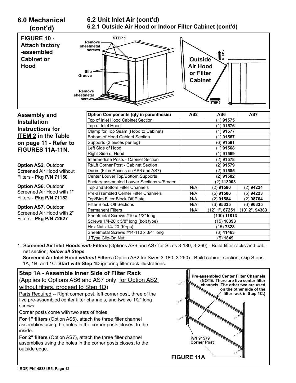 0 mechanical (cont'd), 2 unit inlet air (cont'd) | Reznor RDF Unit Installation Manual User Manual | Page 12 / 28