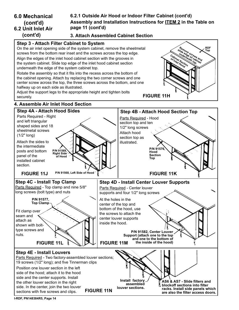 0 mechanical (cont'd), 2 unit inlet air (cont'd) | Reznor RDF Unit Installation Manual User Manual | Page 14 / 28