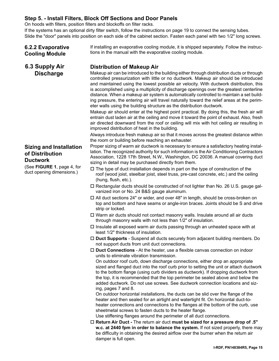 3 supply air discharge | Reznor RDF Unit Installation Manual User Manual | Page 15 / 28