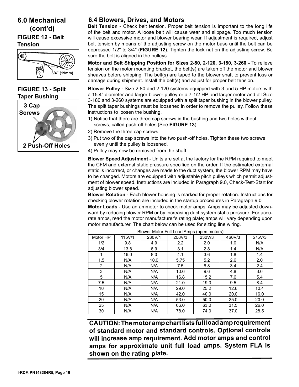 4 blowers, drives, and motors, 0 mechanical (cont'd) | Reznor RDF Unit Installation Manual User Manual | Page 16 / 28