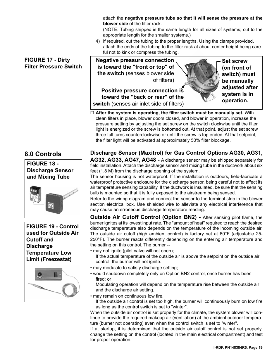 0 controls | Reznor RDF Unit Installation Manual User Manual | Page 19 / 28