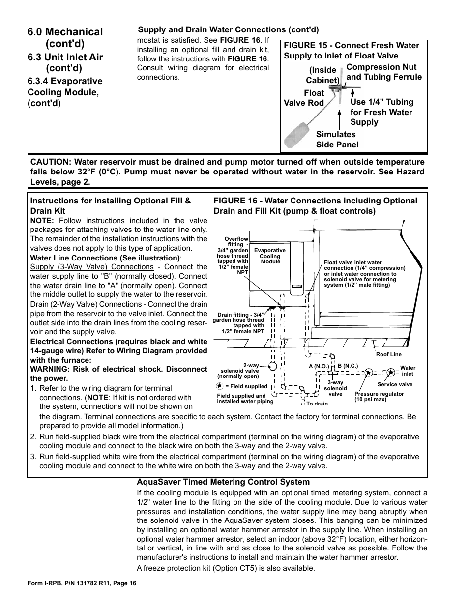 0 mechanical (cont'd), 3 unit inlet air (cont'd), 4 evaporative cooling module, (cont'd) | Reznor RPB Unit Installation Manual User Manual | Page 16 / 40