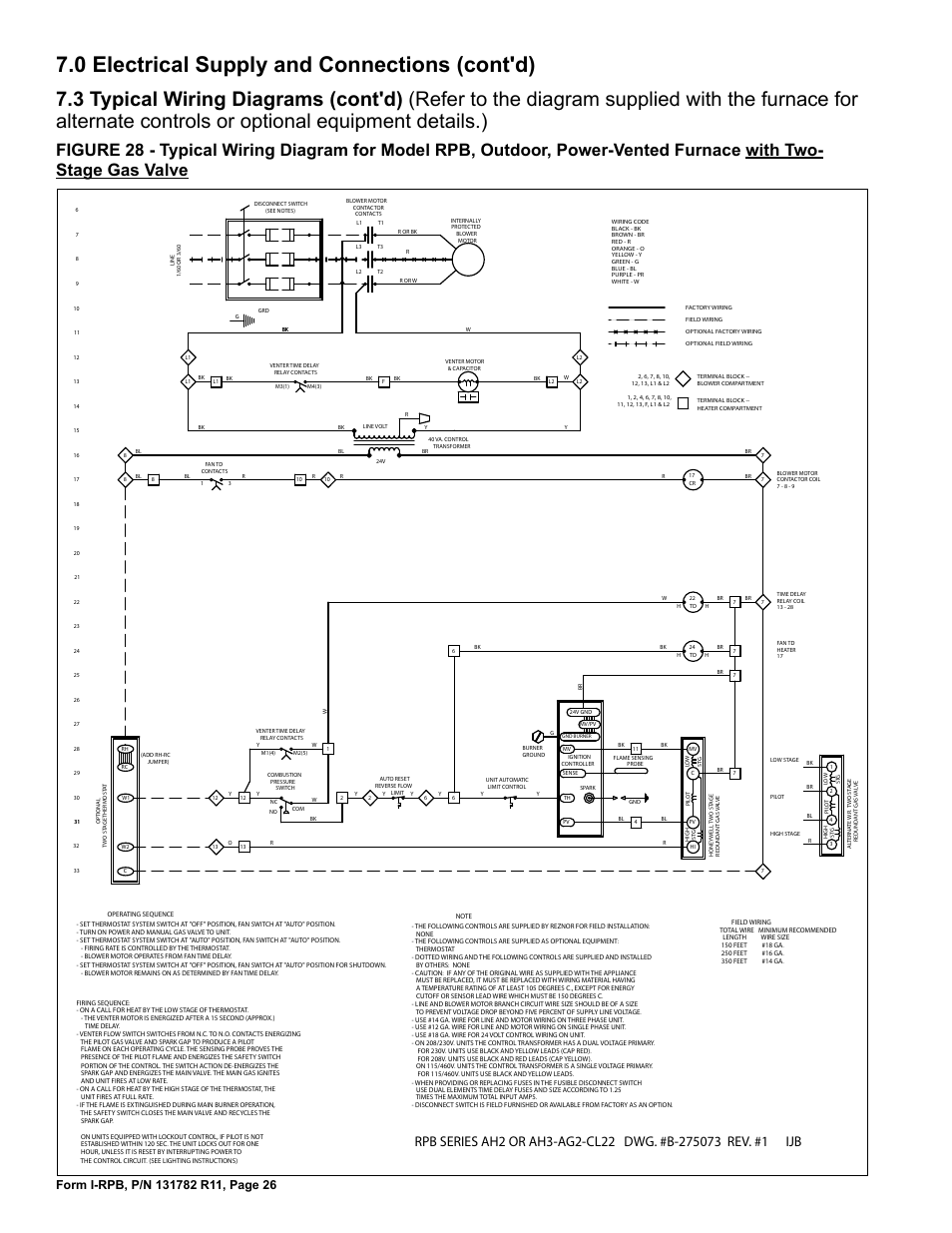 0 electrical supply and connections (cont'd) | Reznor RPB Unit Installation Manual User Manual | Page 26 / 40