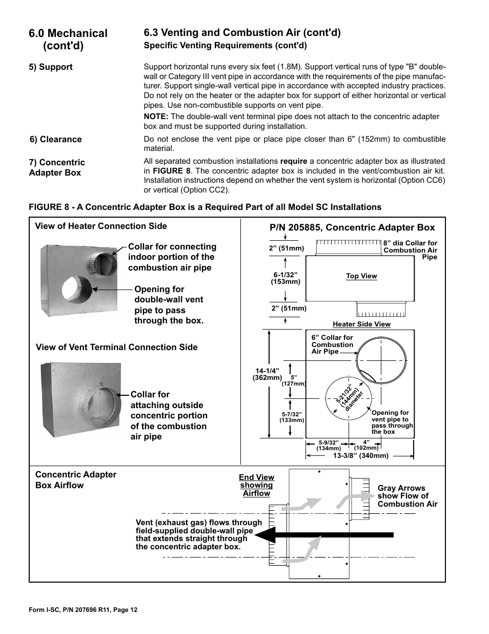 0 mechanical (cont'd), 3 venting and combustion air (cont'd) | Reznor SC Duct Furnace Unit Installation Manual User Manual | Page 12 / 40