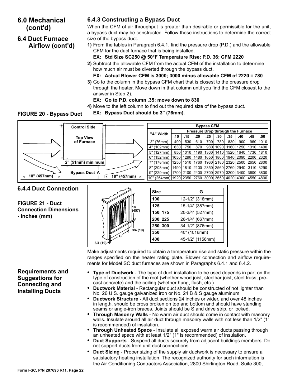 0 mechanical (cont'd), 4 duct furnace airflow (cont'd) | Reznor SC Duct Furnace Unit Installation Manual User Manual | Page 22 / 40