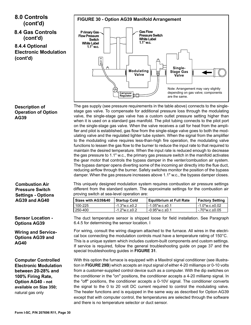 0 controls (cont'd), 4 gas controls (cont'd) | Reznor SC Duct Furnace Unit Installation Manual User Manual | Page 30 / 40
