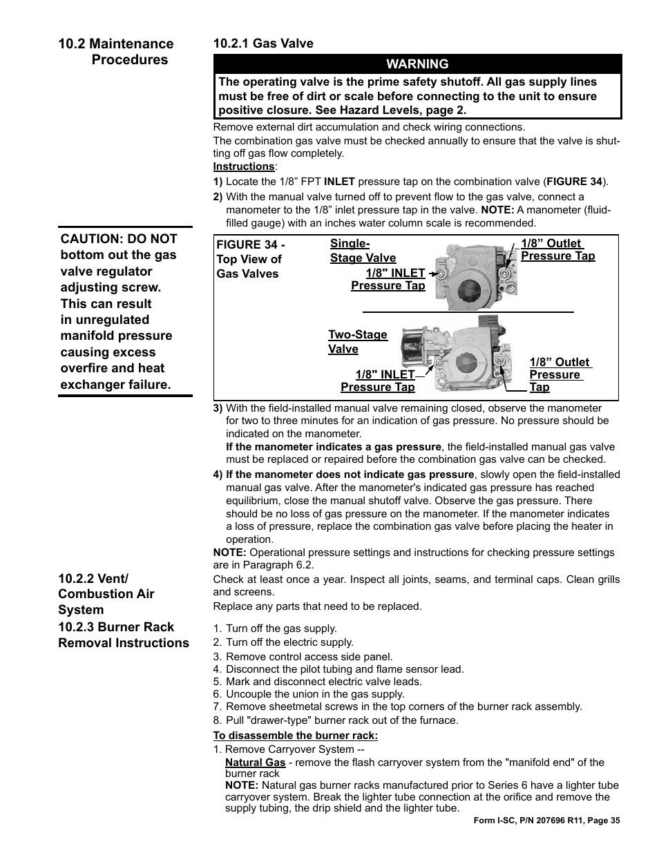 2 maintenance procedures | Reznor SC Duct Furnace Unit Installation Manual User Manual | Page 35 / 40