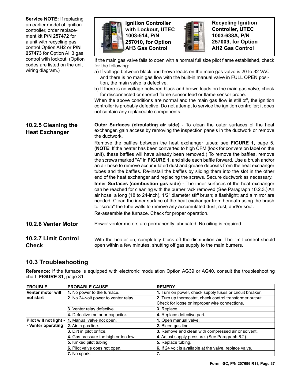 3 troubleshooting | Reznor SC Duct Furnace Unit Installation Manual User Manual | Page 37 / 40