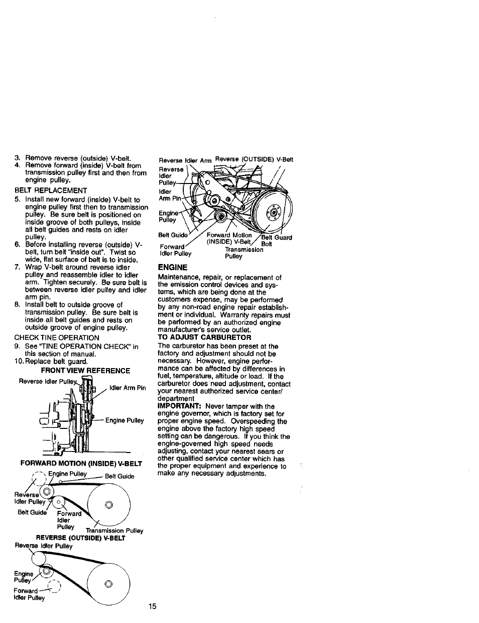 Front view reference, Engine | Craftsman 917.292490 User Manual | Page 15 / 33
