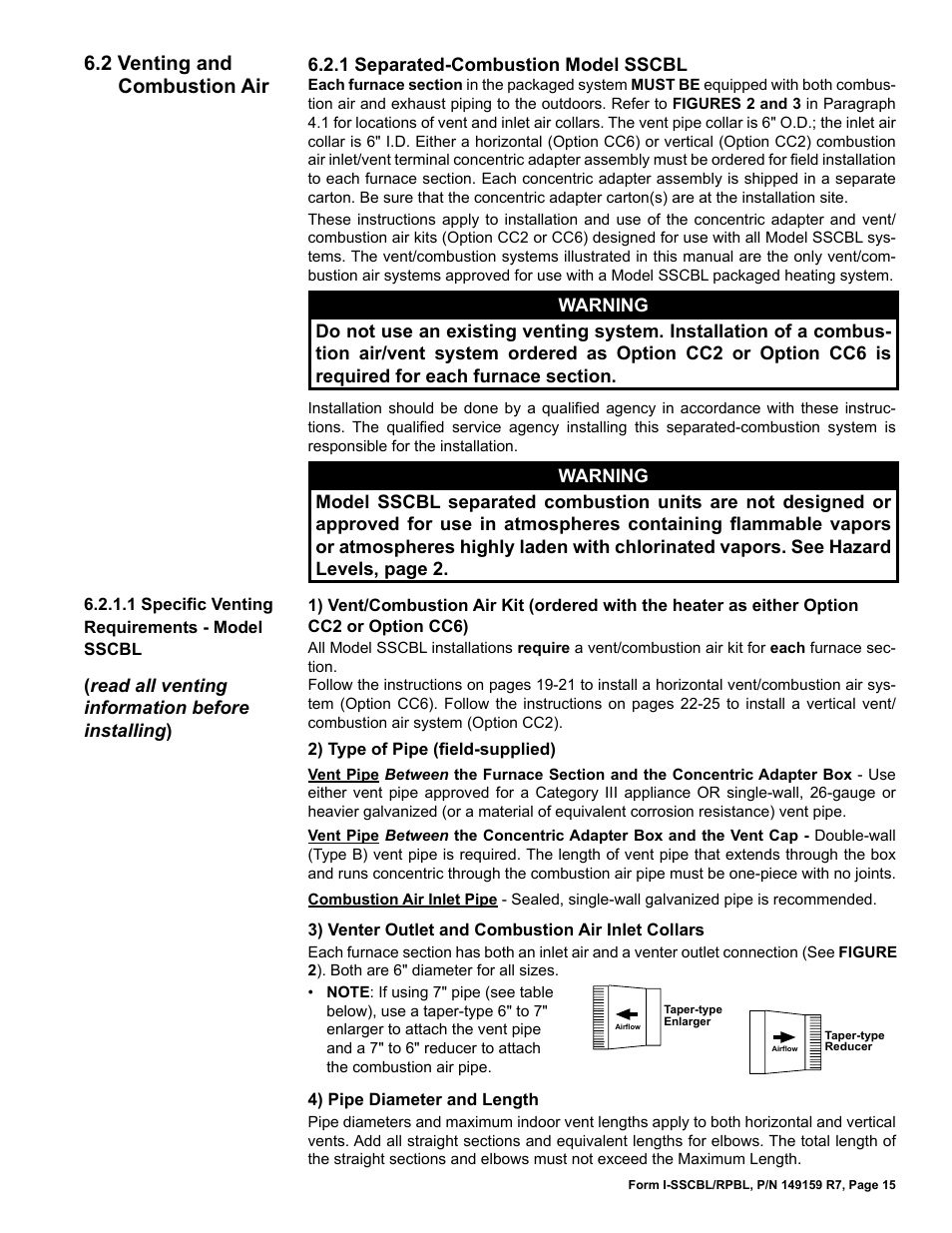 2 venting and combustion air | Reznor RPBL Unit Installation Manual User Manual | Page 15 / 60