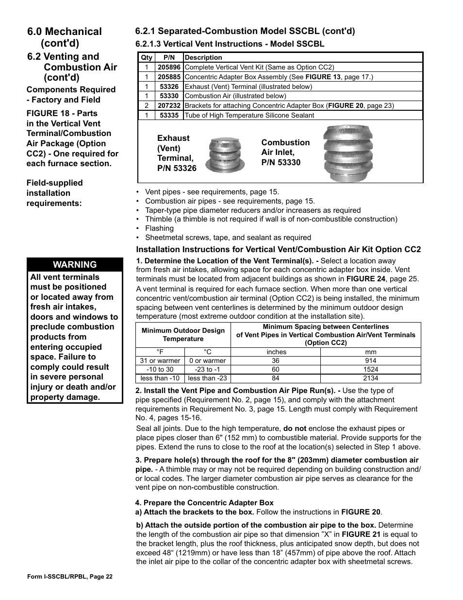 0 mechanical (cont'd), 2 venting and combustion air (cont'd) | Reznor RPBL Unit Installation Manual User Manual | Page 22 / 60