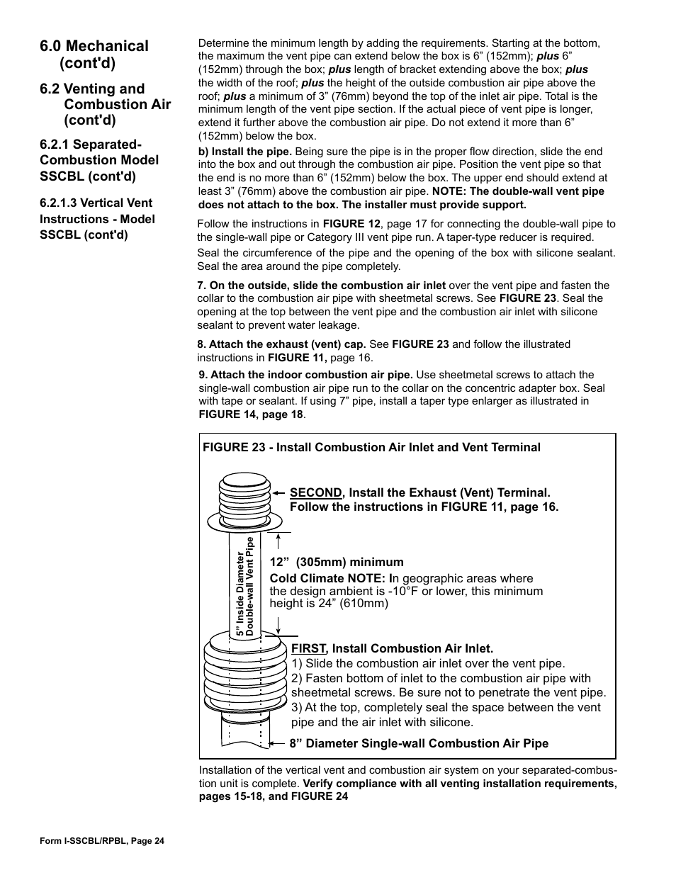 0 mechanical (cont'd), 2 venting and combustion air (cont'd) | Reznor RPBL Unit Installation Manual User Manual | Page 24 / 60