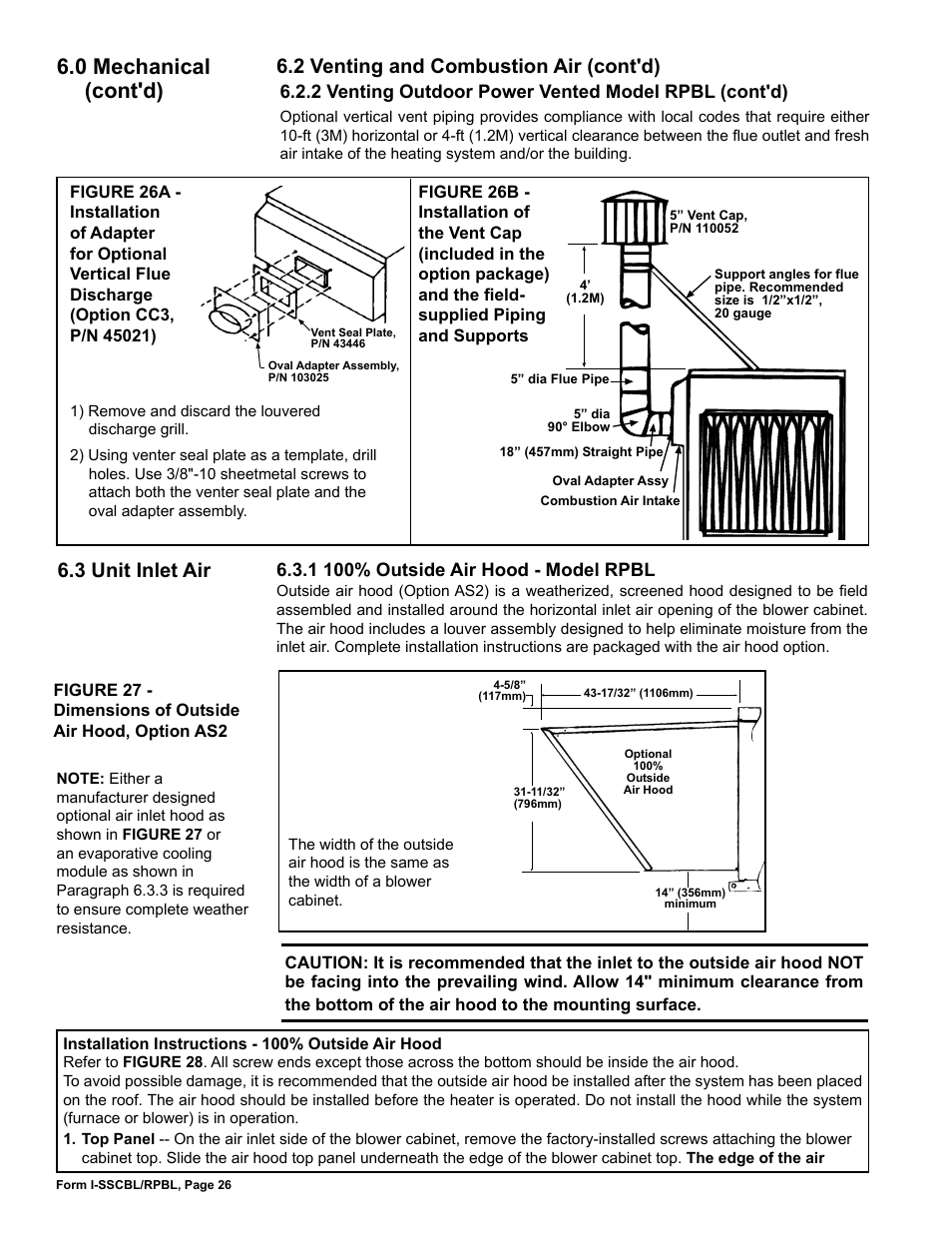 3 unit inlet air, 0 mechanical (cont'd) | Reznor RPBL Unit Installation Manual User Manual | Page 26 / 60