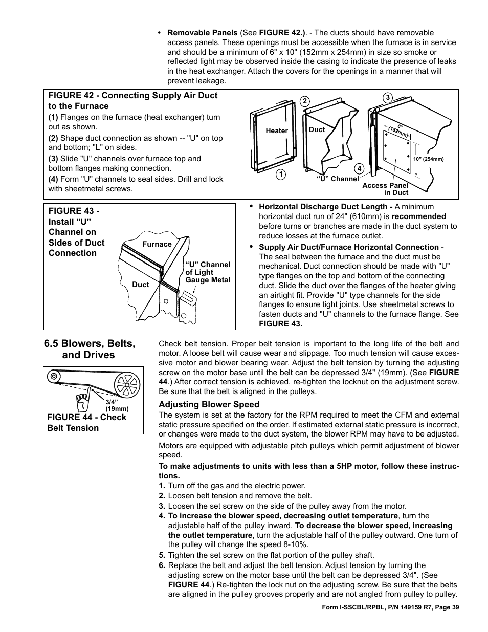 5 blowers, belts, and drives | Reznor RPBL Unit Installation Manual User Manual | Page 39 / 60