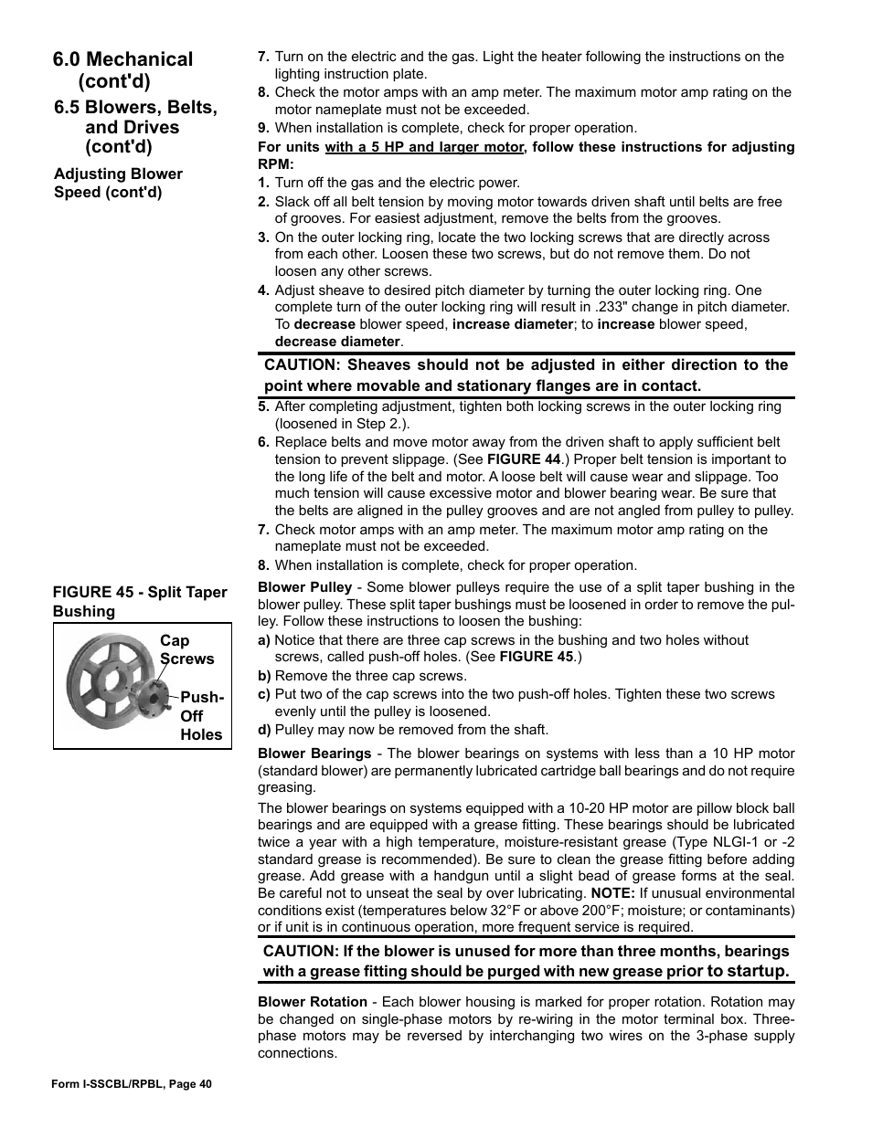 0 mechanical (cont'd), 5 blowers, belts, and drives (cont'd) | Reznor RPBL Unit Installation Manual User Manual | Page 40 / 60