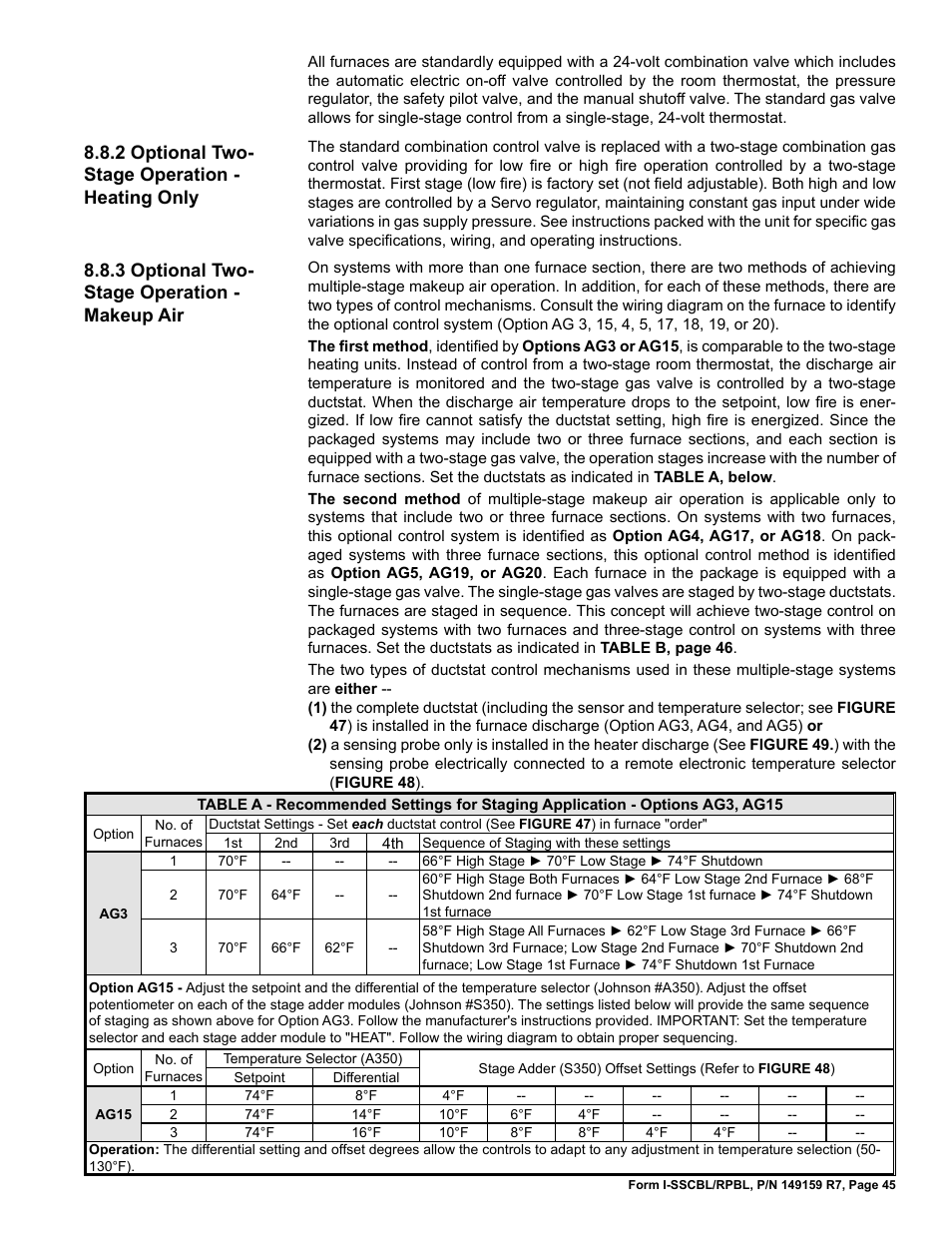 2 optional two- stage operation - heating only, 3 optional two- stage operation - makeup air | Reznor RPBL Unit Installation Manual User Manual | Page 45 / 60