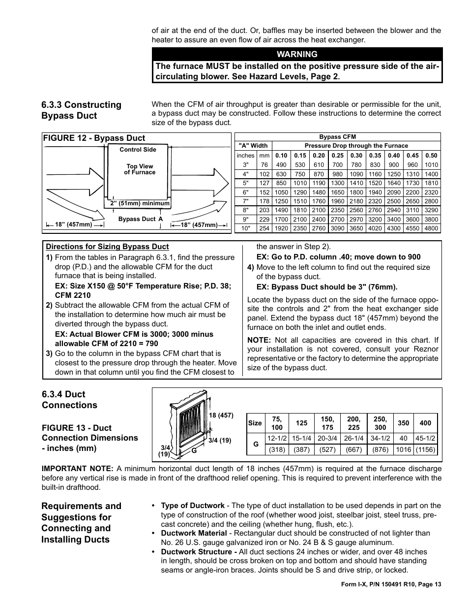 3 constructing bypass duct, 4 duct connections | Reznor X Unit Installation Manual User Manual | Page 13 / 32