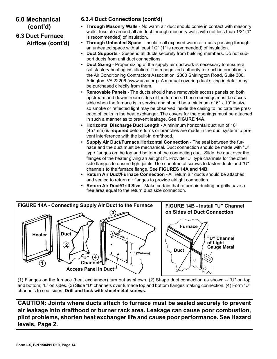 0 mechanical (cont'd), 3 duct furnace airflow (cont'd) | Reznor X Unit Installation Manual User Manual | Page 14 / 32