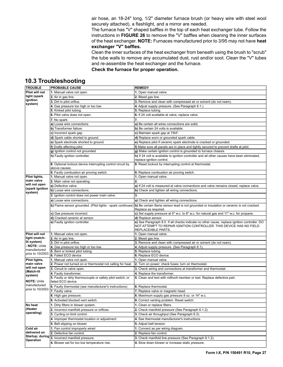 3 troubleshooting | Reznor X Unit Installation Manual User Manual | Page 27 / 32