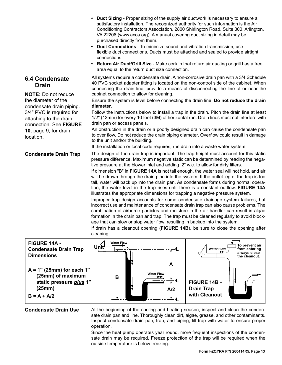 4 condensate drain | Reznor ZQYRA Unit Installation Manual User Manual | Page 13 / 72