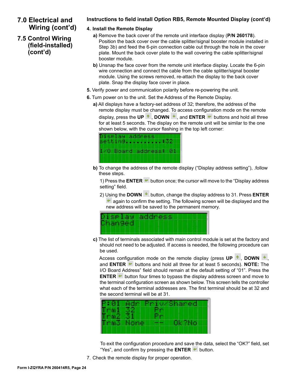 0 electrical and wiring (cont’d), 5 control wiring (field-installed) (cont’d) | Reznor ZQYRA Unit Installation Manual User Manual | Page 24 / 72