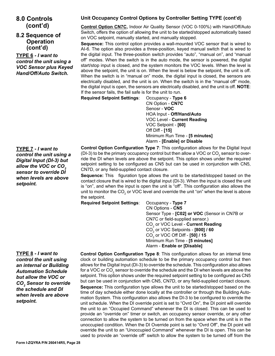 0 controls (cont’d), 2 sequence of operation (cont’d) | Reznor ZQYRA Unit Installation Manual User Manual | Page 28 / 72